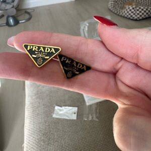 Black and Gold Triangle Earrings